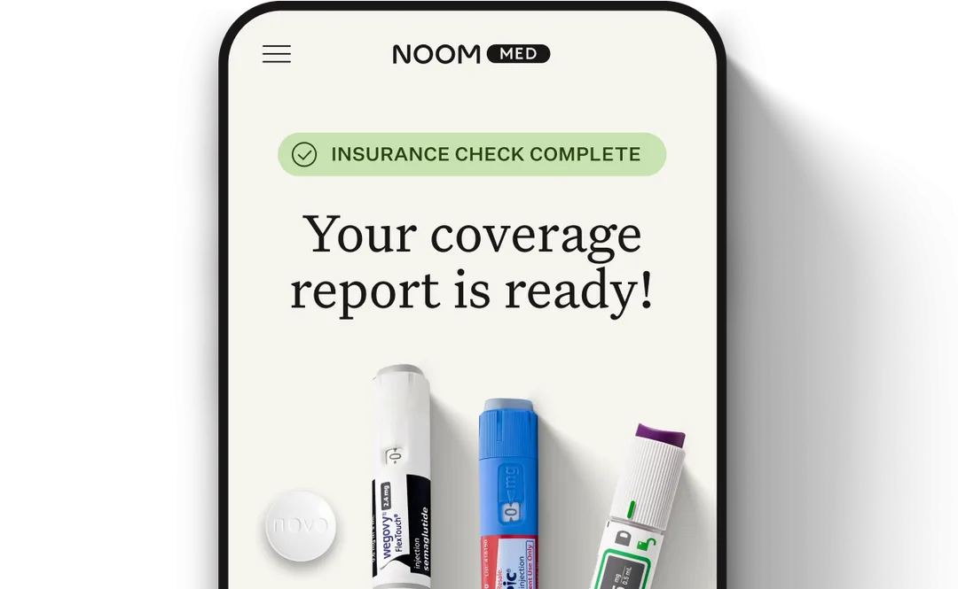 Noom insurance coverage report ready on a phone.