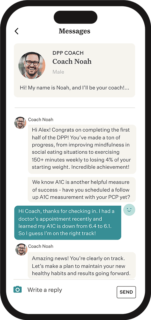 Noom DPP lifestyle coaching app screen
